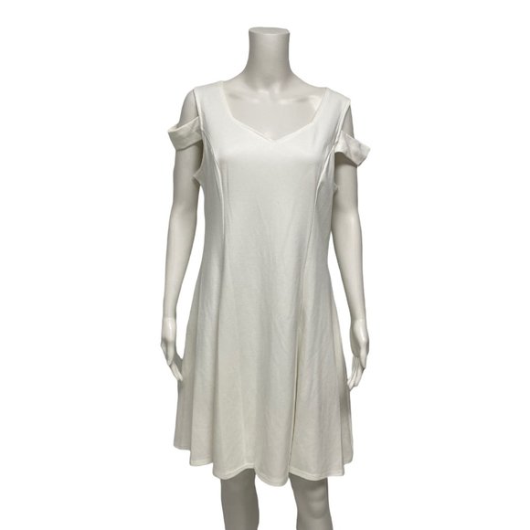 Ins Nova Women's Cold Shoulder Sleeve White V-Neck A-Line Dress Size XL - Picture 1 of 8